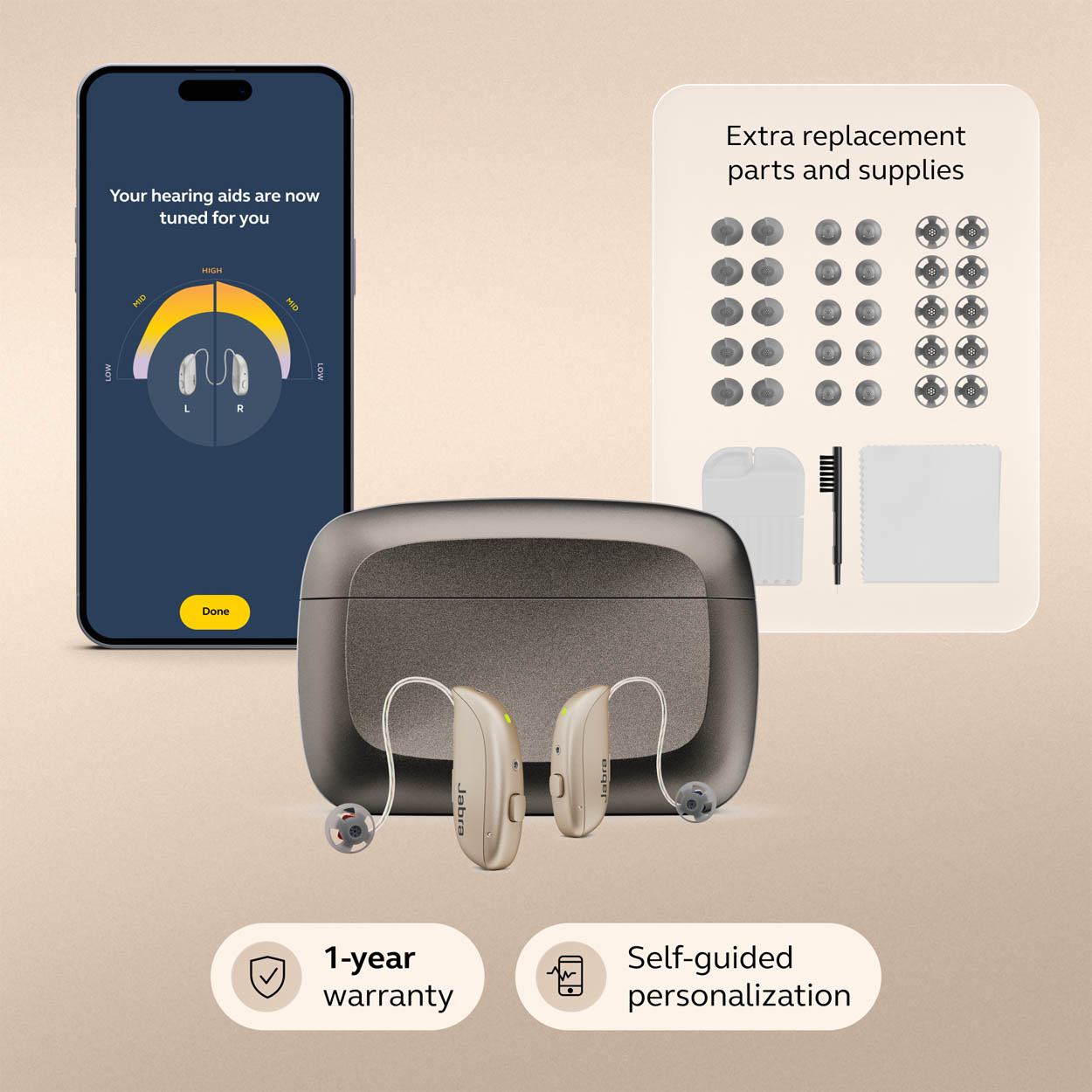 Jabra Enhance Select M1 Swift Bundle, Gold, image number 1