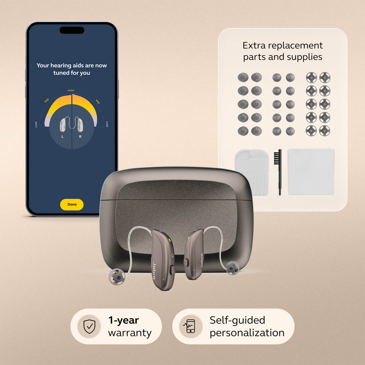 Jabra Enhance Select M1 Swift Bundle, Warm Gray, image number 1