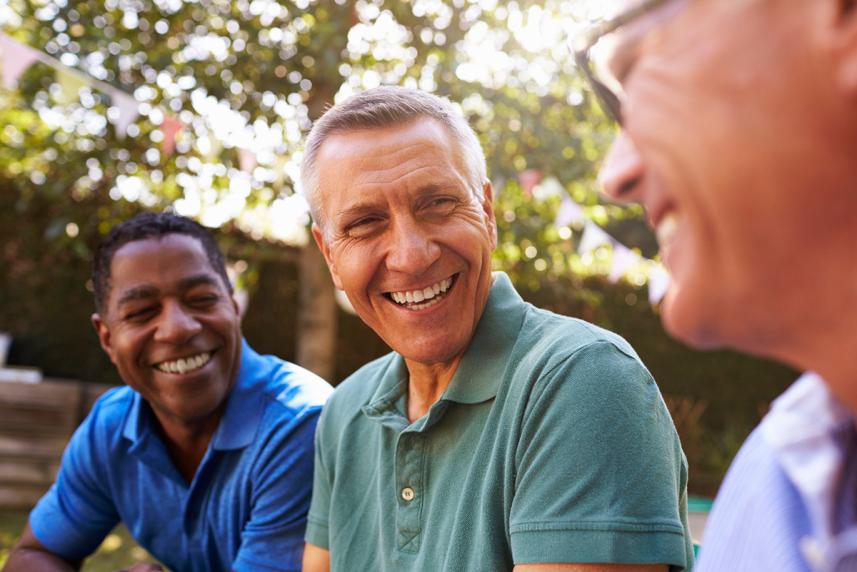 A group of men laughing